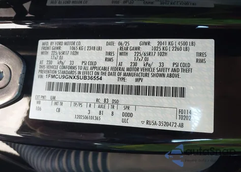 2025 Ford Escape Active из США, поврежденный, VIN 1FMCU9GNXSUB36554